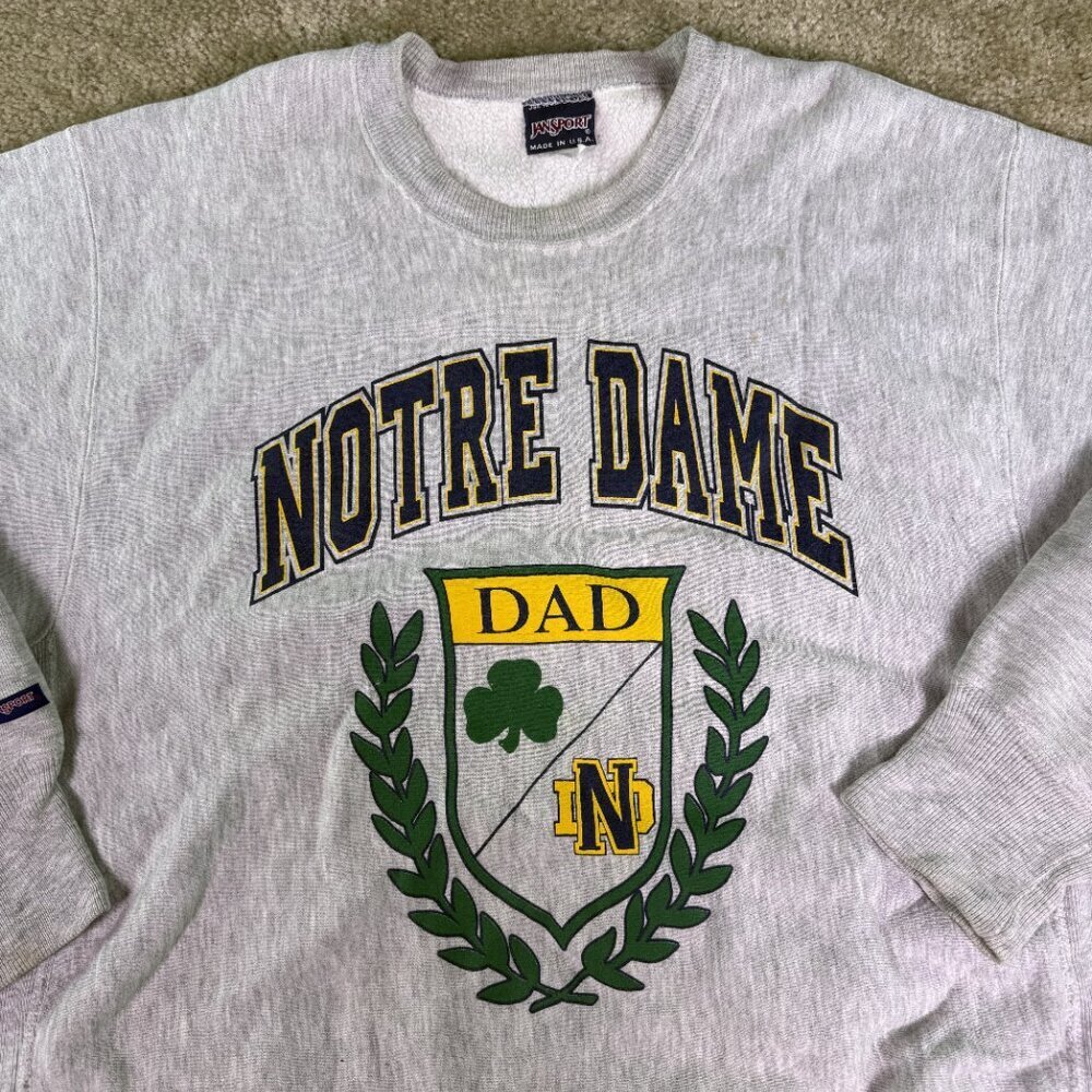 Vtg 90S Jansport University Of Notre Dame Dad Crewneck XL Sweatshirt USA F023 - Picture 3 of 10